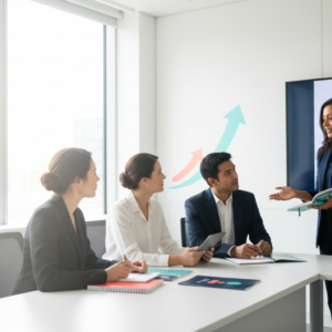 Adult trainer delivering a workplace learning session after completing a Level 3 AET qualification